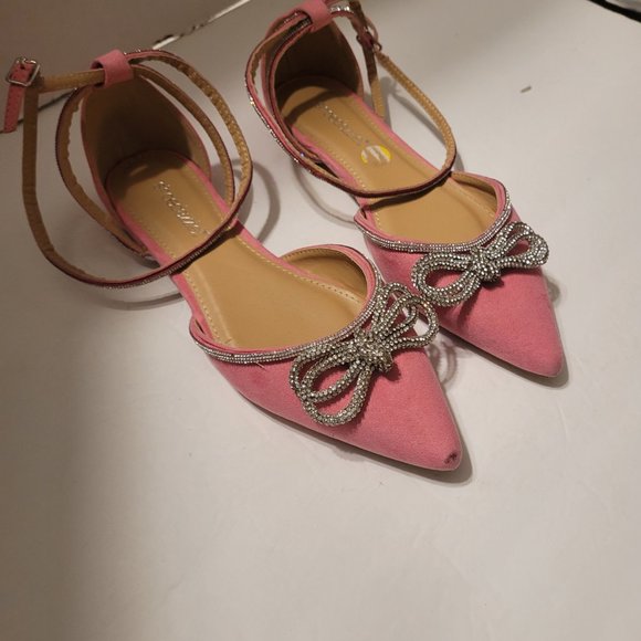 Shoedazzle Womens Rhinestone Pointed Toe Flat Pink Sandal Size 7 New without tag - Picture 3 of 10
